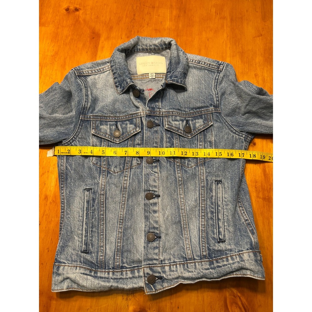 Lucky Brand City of Angels Denim Jacket Womens Small Blue Light Wash Rose Patch - Picture 5 of 13